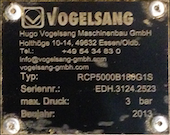 Informations importantes pour l'identification d'une pompe Vogelsang grâce à la plaque signalétique.